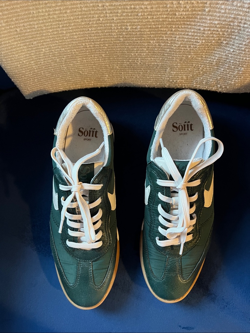 Söfft Green and White Women's Athletic Sneakers with Lace-Up Design